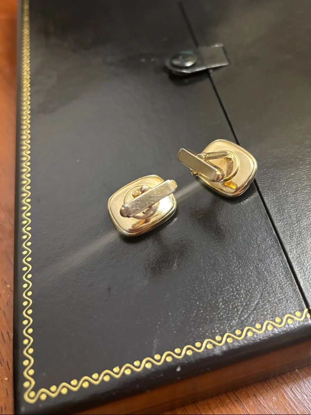 Men's Black Enamel Cufflinks with Center Accent